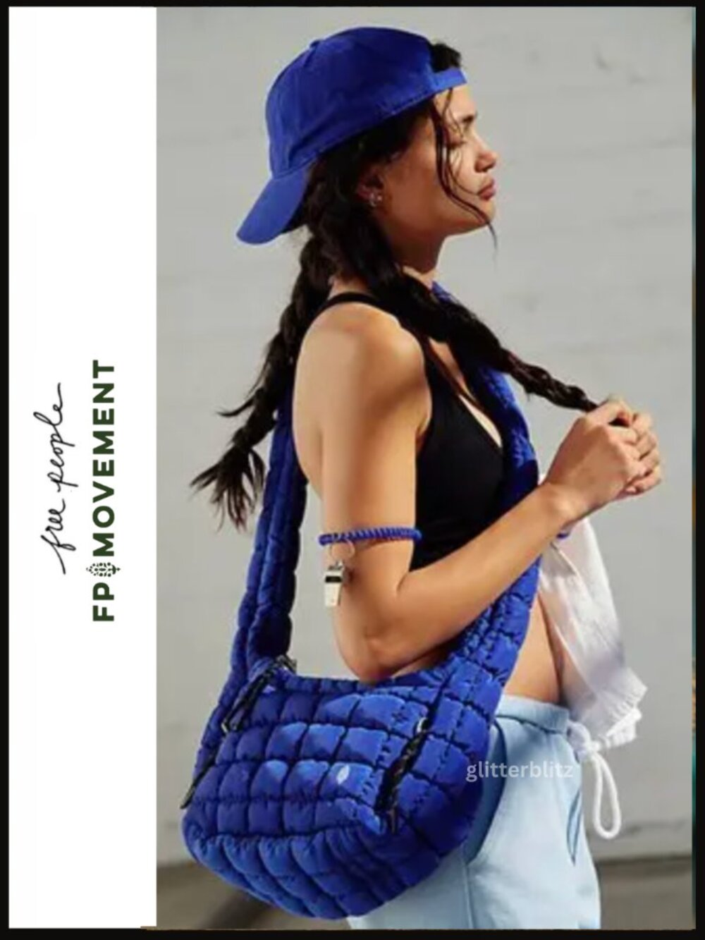 NEW Free People Mini Carryall Sling Bag - Quilted Carryall Athletic Blue